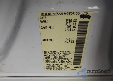 2014 Nissan Altima 2.5 S from USA, damaged, VIN 1N4AL3APXEC427934